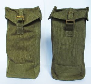 Belgian / British Magazine Pouch  Canvas with Webbing Attachments Brass Stud Closer 